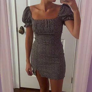 Black floral dress with cap sleeves